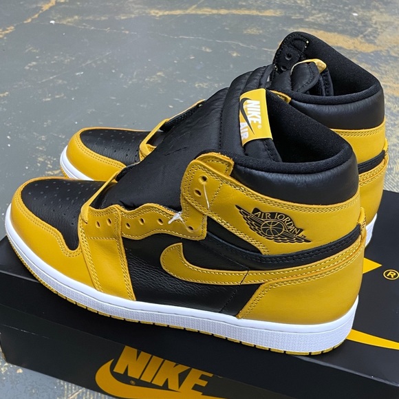 Nike Air Jordan 1 High OG Retro Pollen 555088-701 Yellow Lakers - Picture 5 of 10